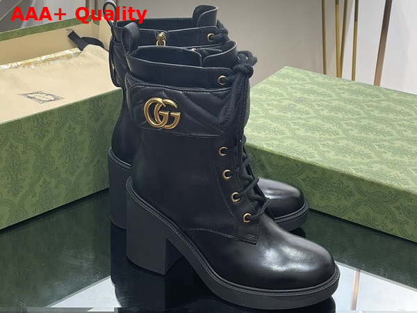 Gucci Womens Boot with Double G in Black Leather 719849 Replica