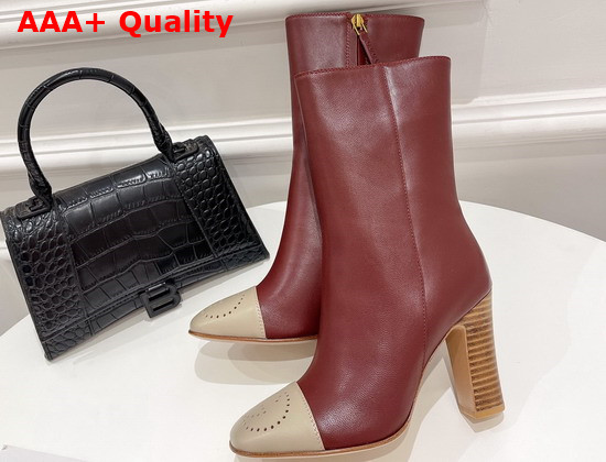 Gucci Womens Boot with Interlocking G Red Leather with Oatmeal Tip 658946 Replica