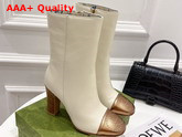 Gucci Womens Boot with Interlocking G White Leather with Brass Tip 658946 Replica