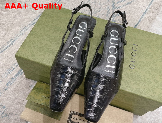 Gucci Womens Crocodile Print Pump Black Crocodile Print Leather 679360 Replica