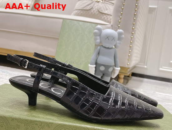 Gucci Womens Crocodile Print Pump Black Crocodile Print Leather 679360 Replica