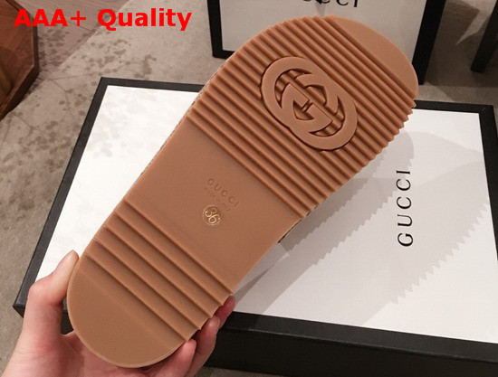 Gucci Womens Disney X Gucci GG Slide Sandal Beige and Ebony GG Canvas Replica