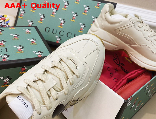 Gucci Womens Disney X Gucci Rhyton Sneaker Ivory Leather 602049 Replica