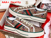 Gucci Womens Disney X Gucci Tennis 1977 Sneaker with Web Beige and Ebony Mini GG Canvas with Mickey Mouse Print 606110 Replica