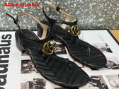 Gucci Womens Double G Sandal in Black Leather 674840 Replica