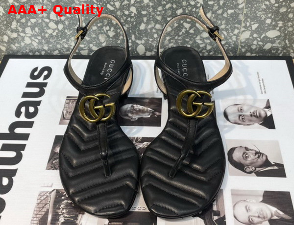 Gucci Womens Double G Sandal in Black Leather 674840 Replica