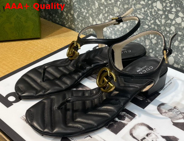 Gucci Womens Double G Sandal in Black Leather 674840 Replica