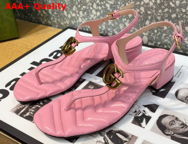 Gucci Womens Double G Sandal in Pink Leather 674840 Replica