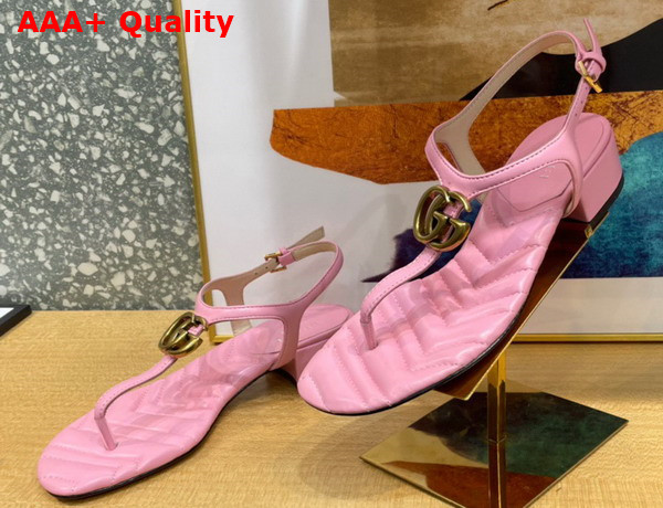 Gucci Womens Double G Sandal in Pink Leather 674840 Replica