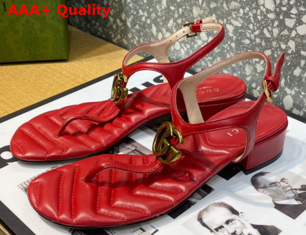 Gucci Womens Double G Sandal in Red Leather 674840 Replica