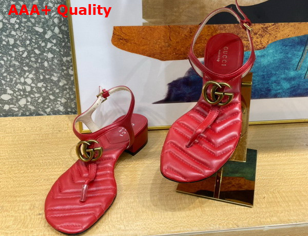 Gucci Womens Double G Sandal in Red Leather 674840 Replica