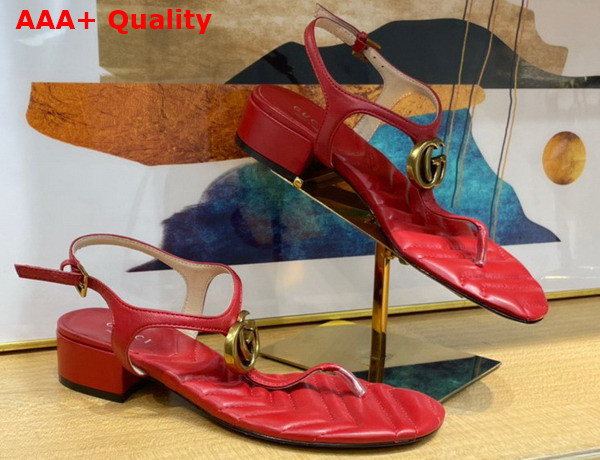 Gucci Womens Double G Sandal in Red Leather 674840 Replica