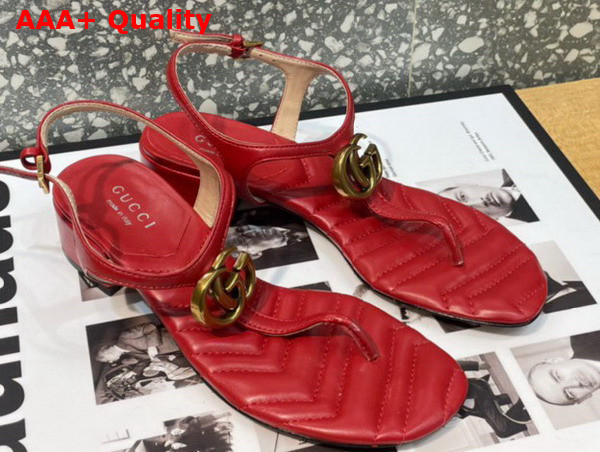 Gucci Womens Double G Sandal in Red Leather 674840 Replica