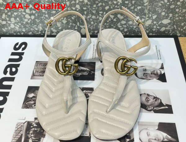 Gucci Womens Double G Sandal in White Leather 674840 Replica