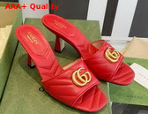 Gucci Womens Double G Slide Sandal Red Leather 674839 Replica