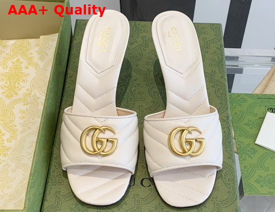 Gucci Womens Double G Slide Sandal White Leather 674839 Replica