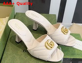 Gucci Womens Double G Slide Sandal White Leather 674839 Replica