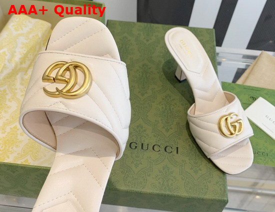 Gucci Womens Double G Slide Sandal White Leather 674839 Replica