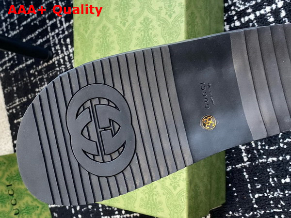 Gucci Womens Double G Slide Sandal in Black Leather Replica