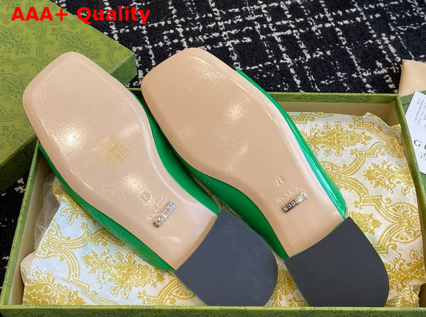 Gucci Womens Double G Slide Sandal in Green Patent Leather 771586 Replica