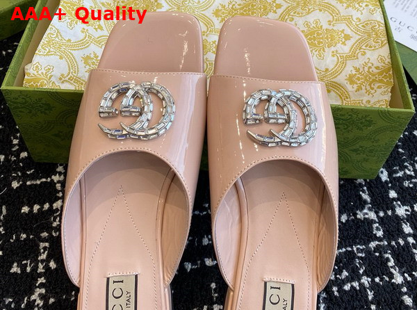 Gucci Womens Double G Slide Sandal in Light Pink Patent Leather 771586 Replica