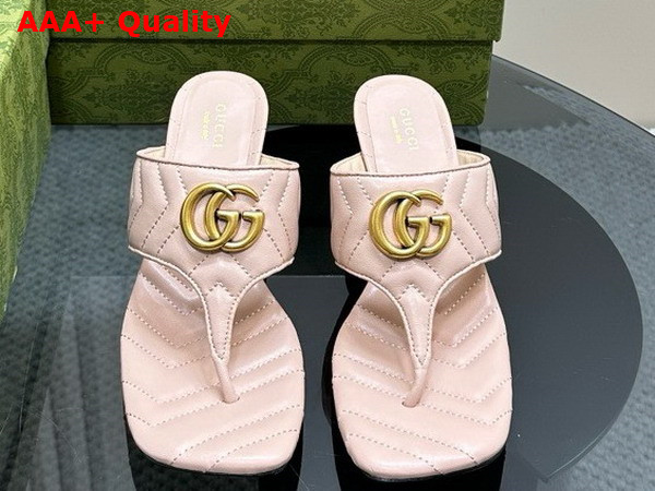 Gucci Womens Double G Thong Sandal in Light Pink Chevron Matelasse Leather 776995 Replica