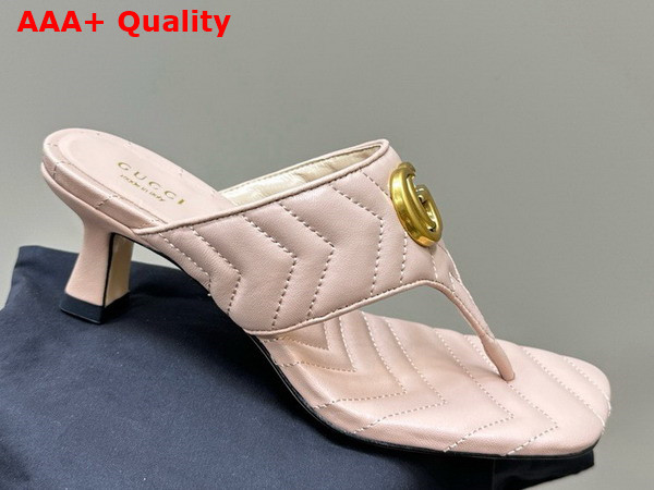 Gucci Womens Double G Thong Sandal in Light Pink Chevron Matelasse Leather 776995 Replica