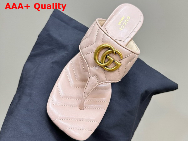 Gucci Womens Double G Thong Sandal in Light Pink Chevron Matelasse Leather 776995 Replica