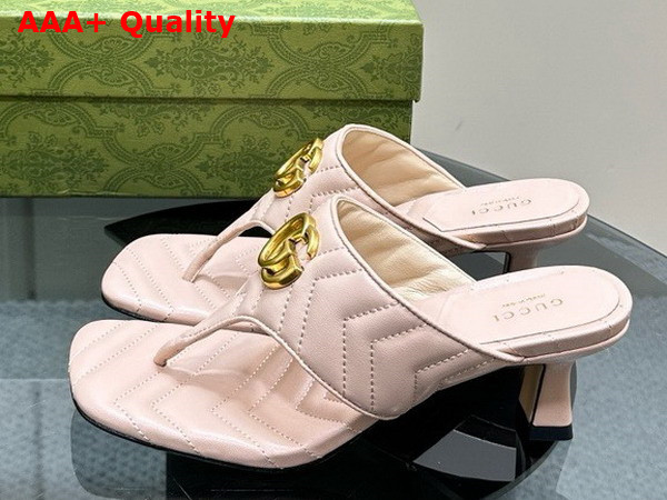 Gucci Womens Double G Thong Sandal in Light Pink Chevron Matelasse Leather 776995 Replica