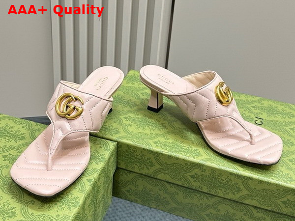 Gucci Womens Double G Thong Sandal in Light Pink Chevron Matelasse Leather 776995 Replica