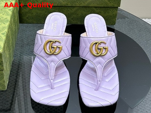 Gucci Womens Double G Thong Sandal in Lilac Chevron Matelasse Leather 771737 Replica