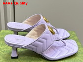 Gucci Womens Double G Thong Sandal in Lilac Chevron Matelasse Leather 771737 Replica