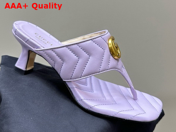 Gucci Womens Double G Thong Sandal in Lilac Chevron Matelasse Leather 771737 Replica