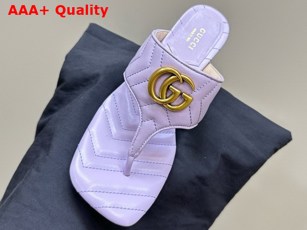 Gucci Womens Double G Thong Sandal in Lilac Chevron Matelasse Leather 771737 Replica