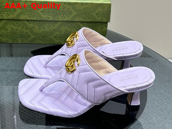 Gucci Womens Double G Thong Sandal in Lilac Chevron Matelasse Leather 771737 Replica