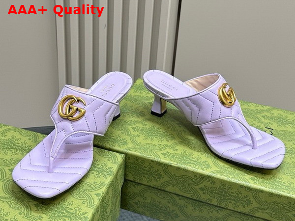 Gucci Womens Double G Thong Sandal in Lilac Chevron Matelasse Leather 771737 Replica