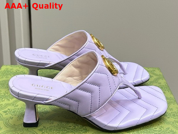 Gucci Womens Double G Thong Sandal in Lilac Chevron Matelasse Leather 771737 Replica