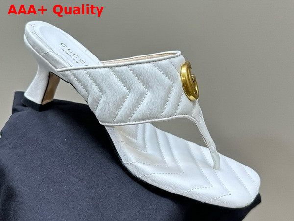 Gucci Womens Double G Thong Sandal in White Chevron Matelasse Leather 776995 Replica