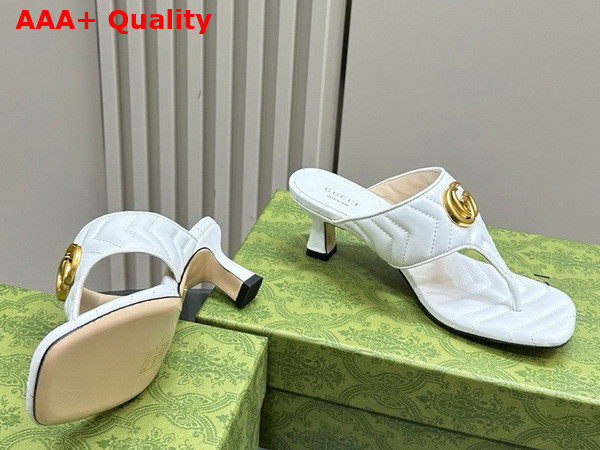 Gucci Womens Double G Thong Sandal in White Chevron Matelasse Leather 776995 Replica