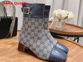 Gucci Womens GG Canvas Ankle Boot Beige and Blue GG Canvas 700023 Replica