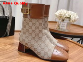 Gucci Womens GG Canvas Ankle Boot Beige and Ebony GG Canvas 700023 Replica