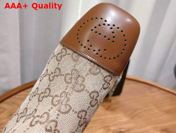 Gucci Womens GG Canvas Ankle Boot Beige and Ebony GG Canvas 700023 Replica