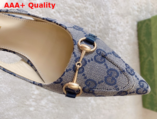 Gucci Womens GG Canvas Slingback Pump in Beige and Blue Original GG Canvas 782627 Replica