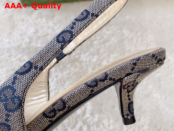 Gucci Womens GG Canvas Slingback Pump in Beige and Blue Original GG Canvas 782627 Replica