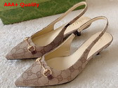 Gucci Womens GG Canvas Slingback Pump in Beige and Ebony Original GG Canvas 782627 Replica