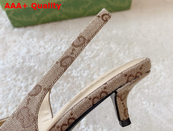 Gucci Womens GG Canvas Slingback Pump in Beige and Ebony Original GG Canvas 782627 Replica