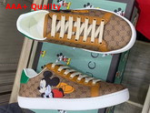 Gucci Womens GG Disney X Gucci Ace Sneaker Beige and Ebony Mini GG Supreme Canvas with Mickey Mouse Print 604049 Replica