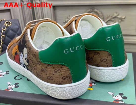 Gucci Womens GG Disney X Gucci Ace Sneaker Beige and Ebony Mini GG Supreme Canvas with Mickey Mouse Print 604049 Replica