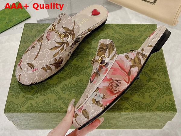 Gucci Womens GG Flora Princetown Slipper Multicolor GG Supreme Flora Print Canvas 727197 Replica