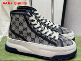 Gucci Womens GG High Top Sneaker in Beige and Blue Original GG Canvas Replica